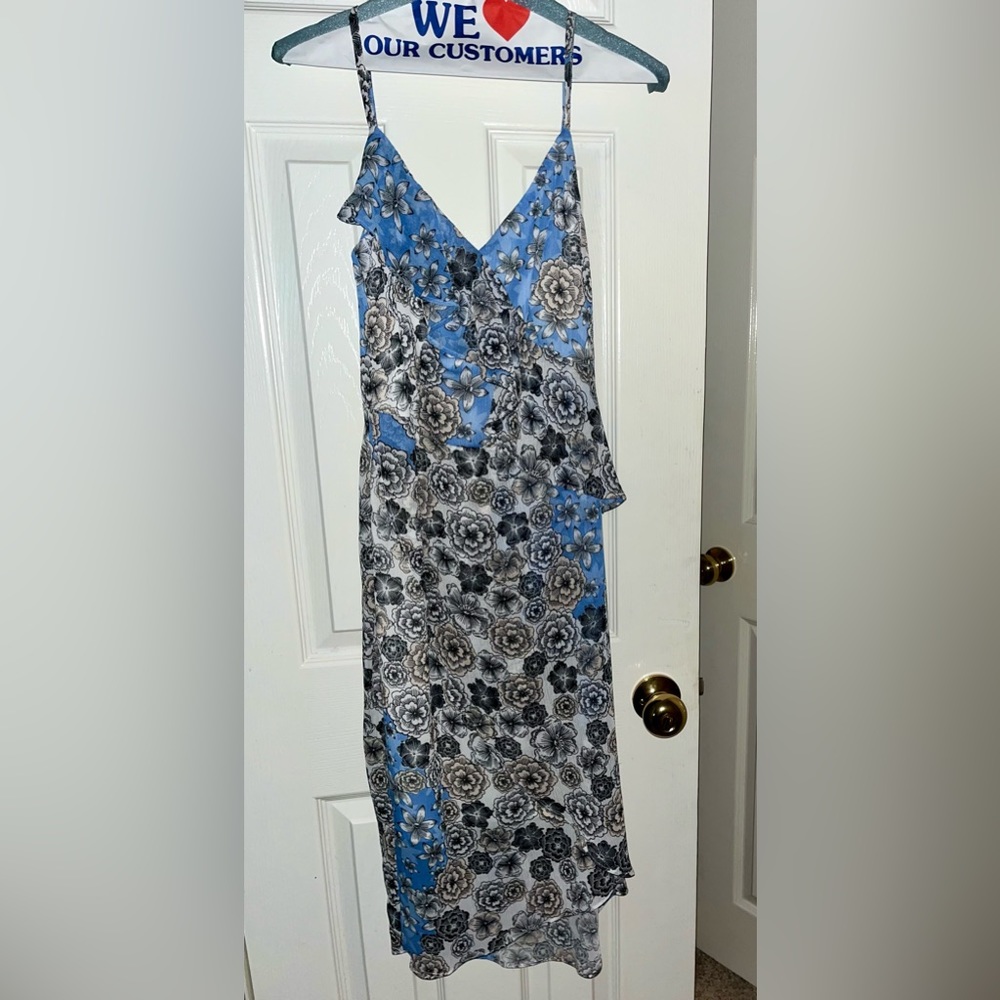 GUESS Floral Ruffle Midi Dress